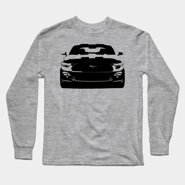 Mustang 5.0 Black 2016 Front View Long Sleeve T-Shirt by CharlieCreator